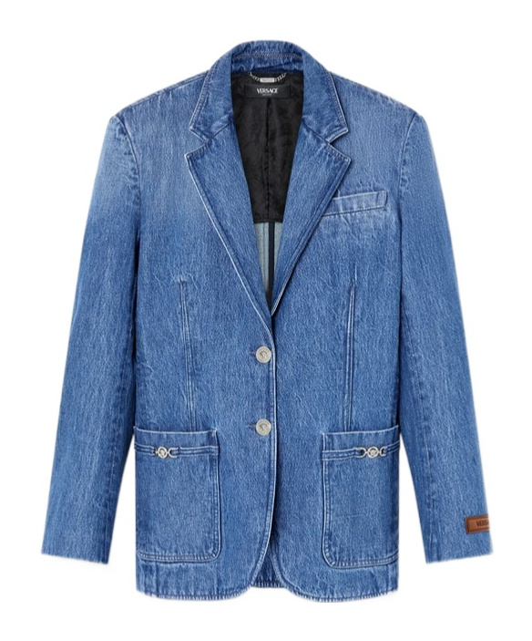 Versace Denim Suit Coat In Blue