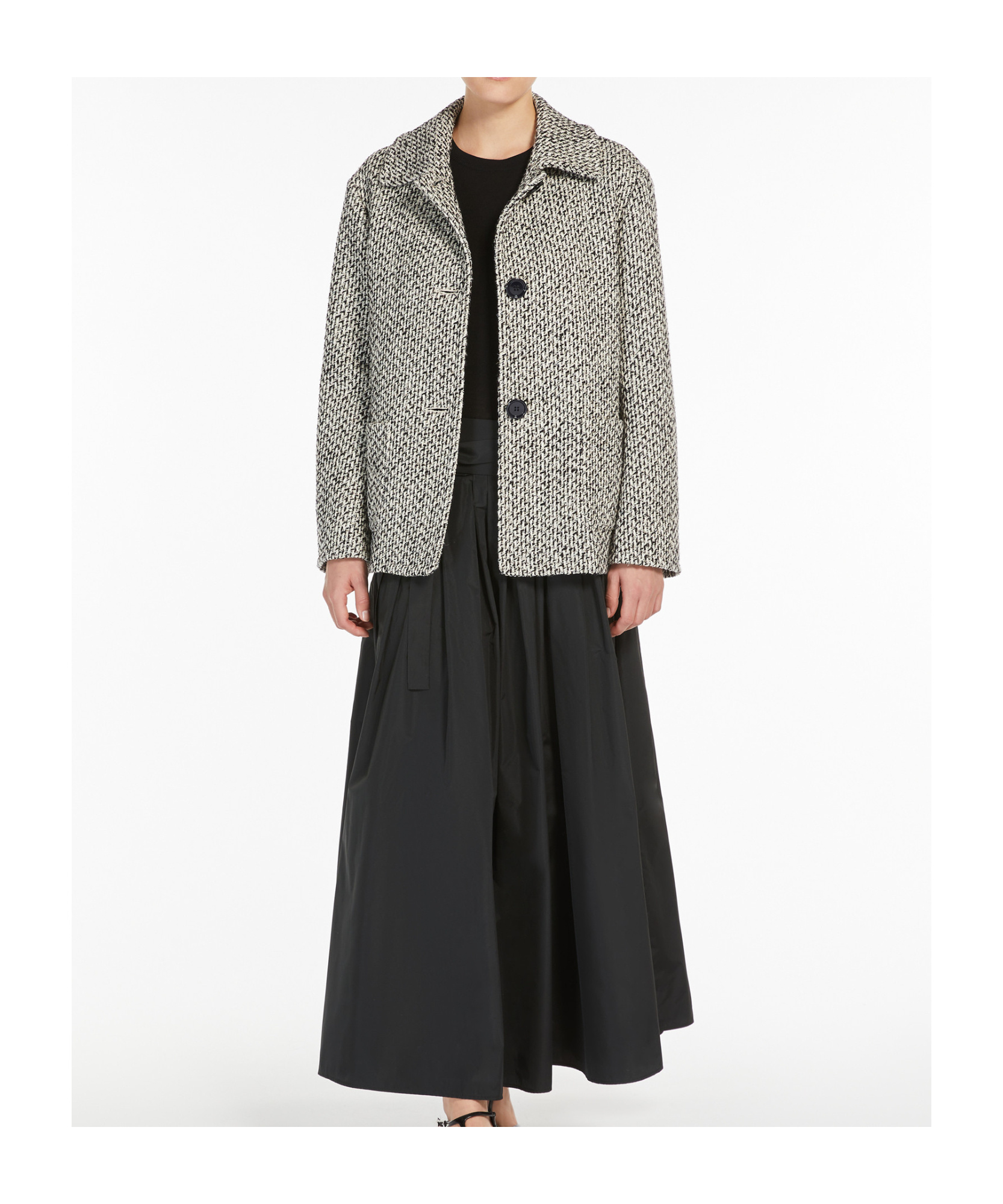 Max Mara Lapel Long-sleeved Coat In Black
