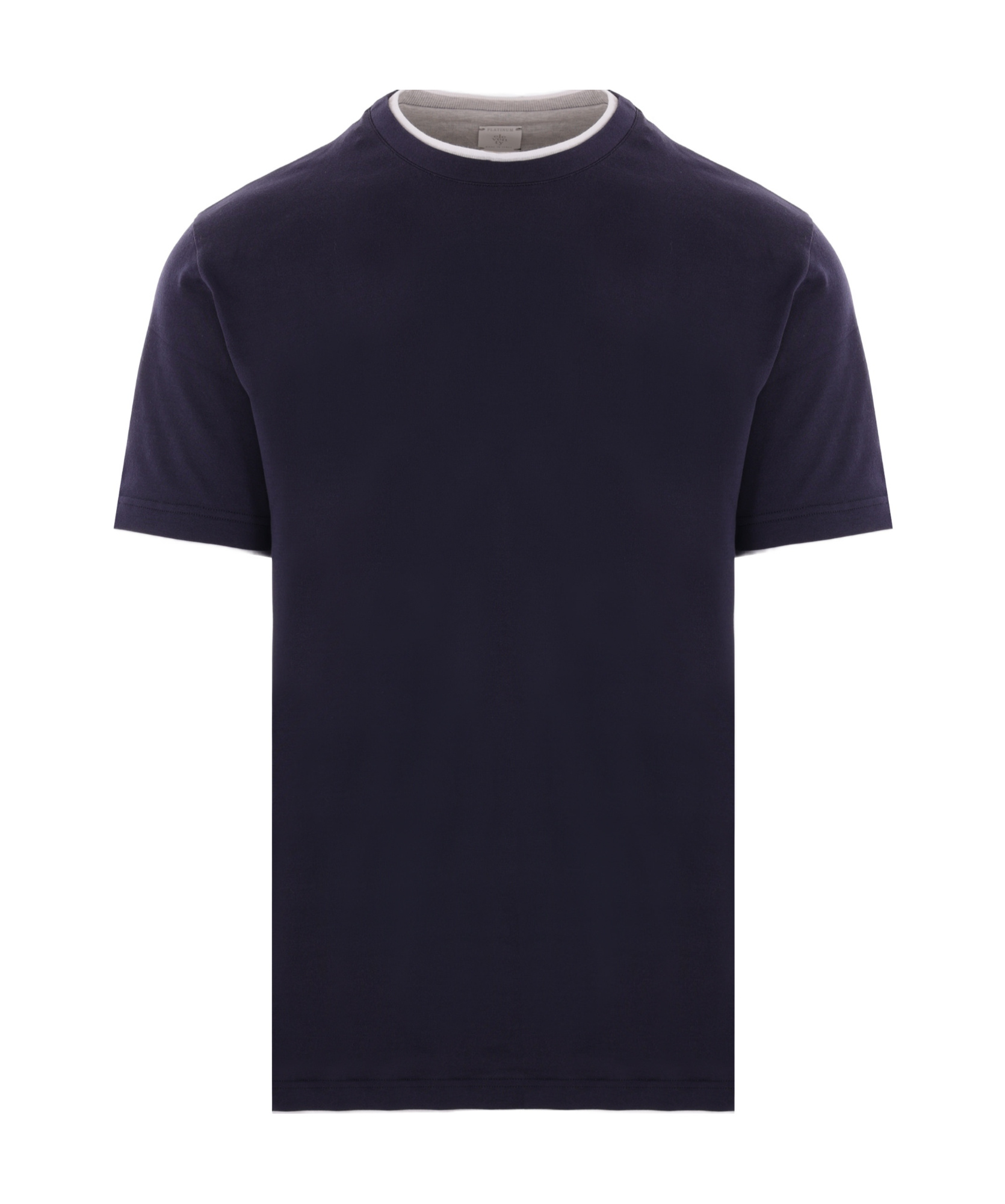 Eleventy Black Crewneck T-shirt With Layered Collar In Black