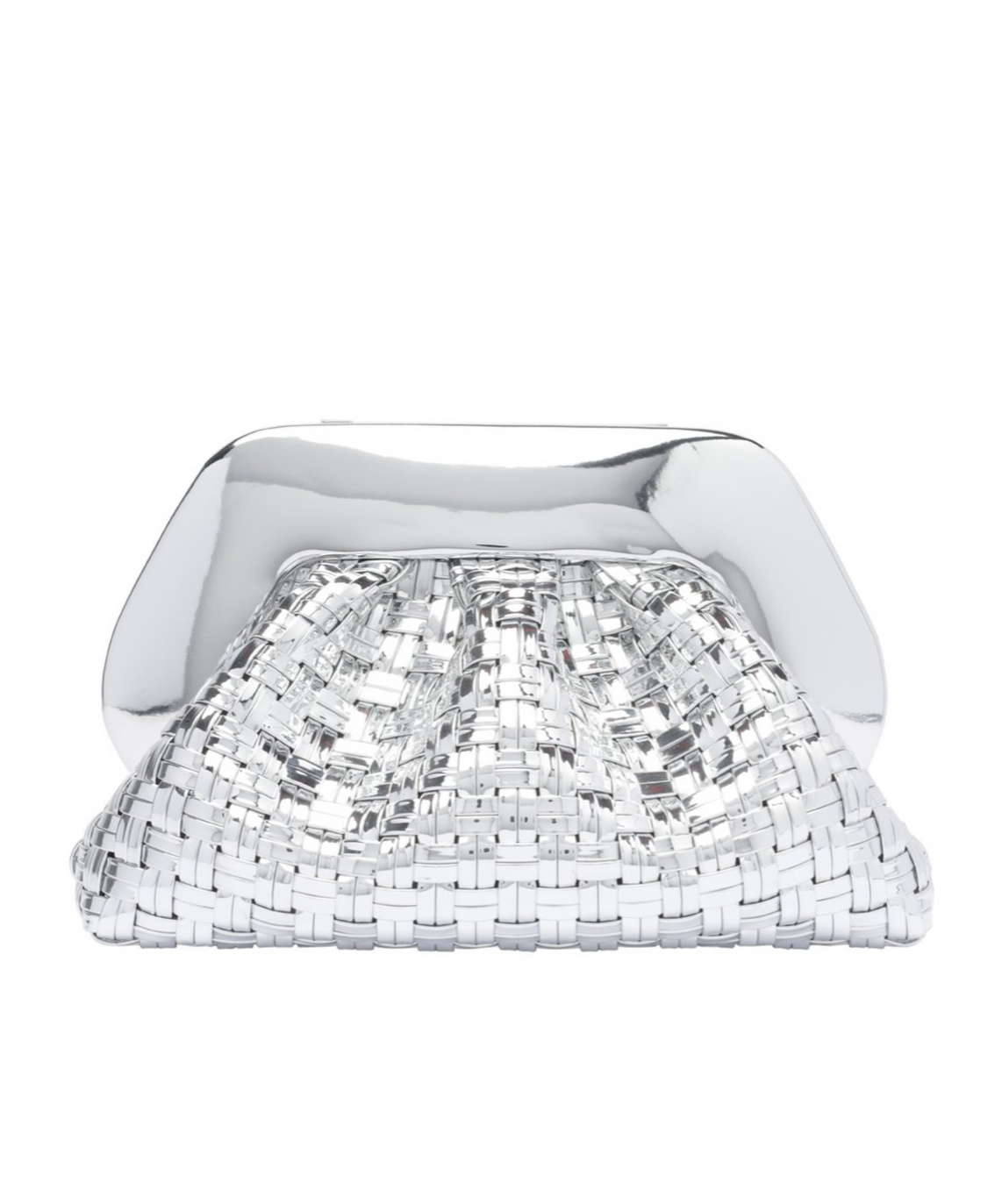 Themoirè Tia Weaved Laminated Shoulder Bag In White