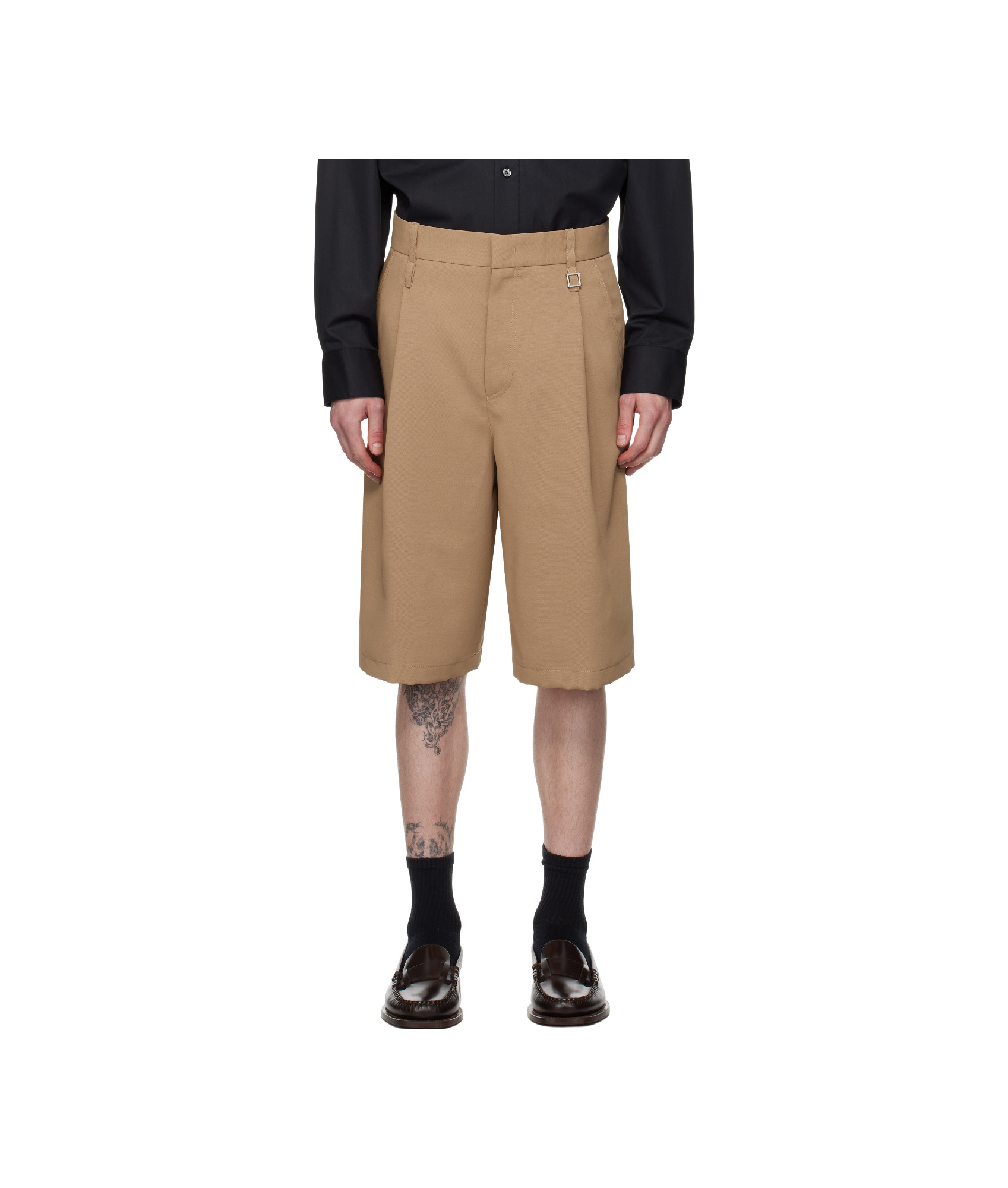 Wooyoungmi Tan Pleated Shorts In Green