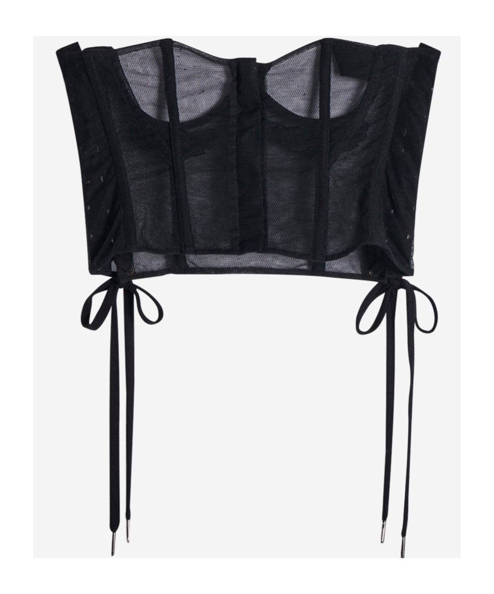 Simone Rocha Crystal-embellished Lace-up Corset In Black