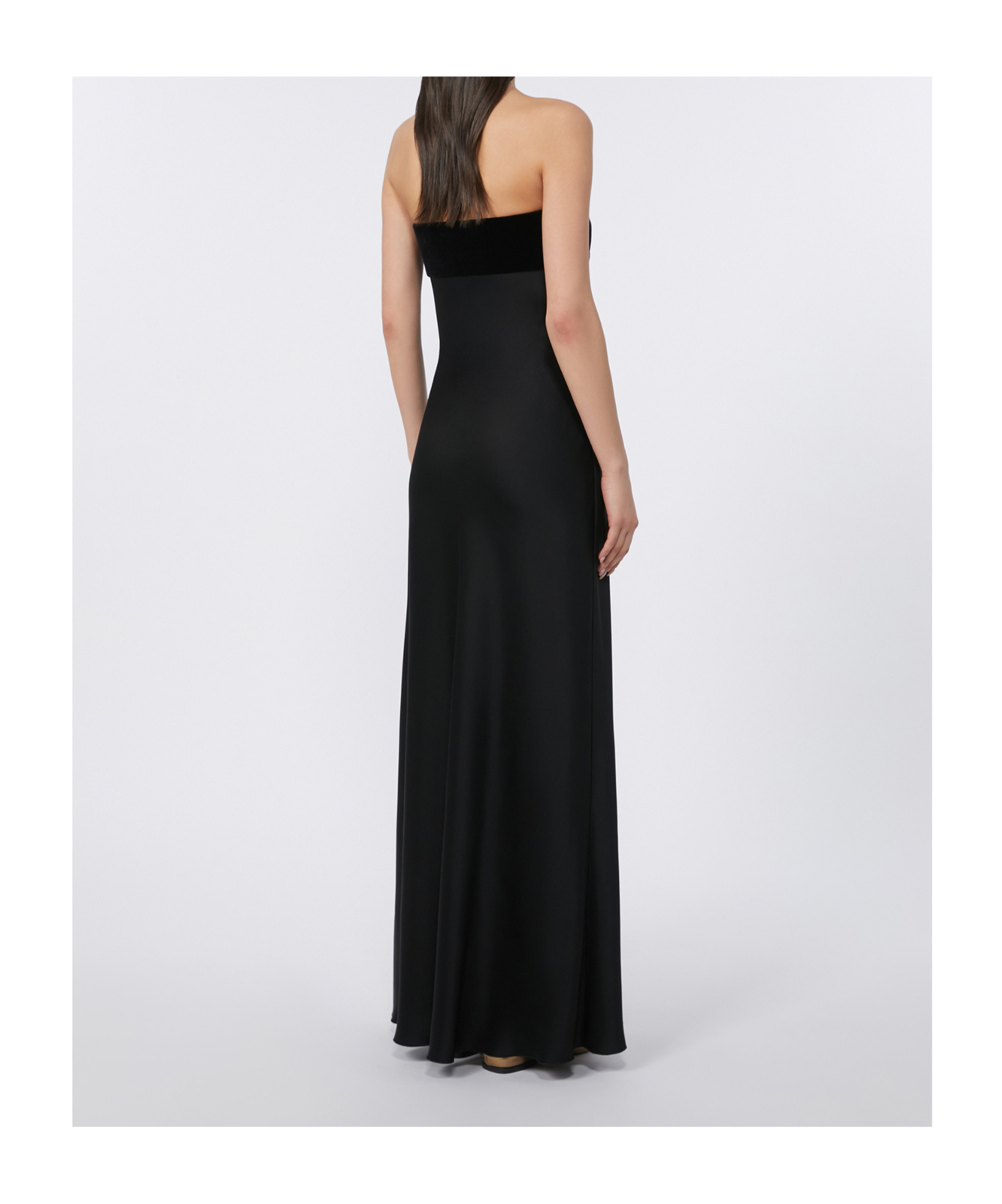 Max Mara Satin Velvet Off-the-shoulder Dress In Black