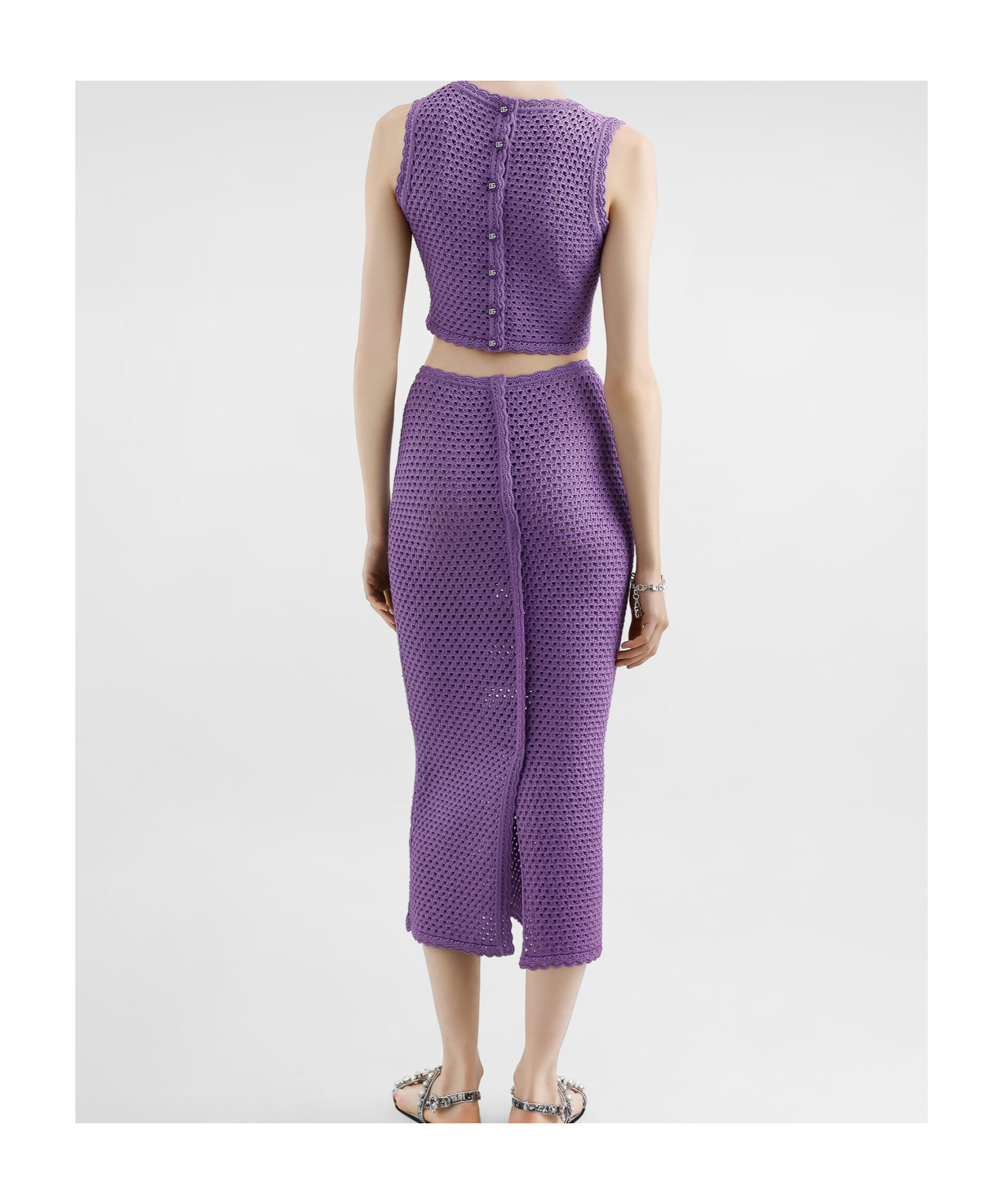 Dolce & Gabbana Calf-length Crochet Skirt In Purple