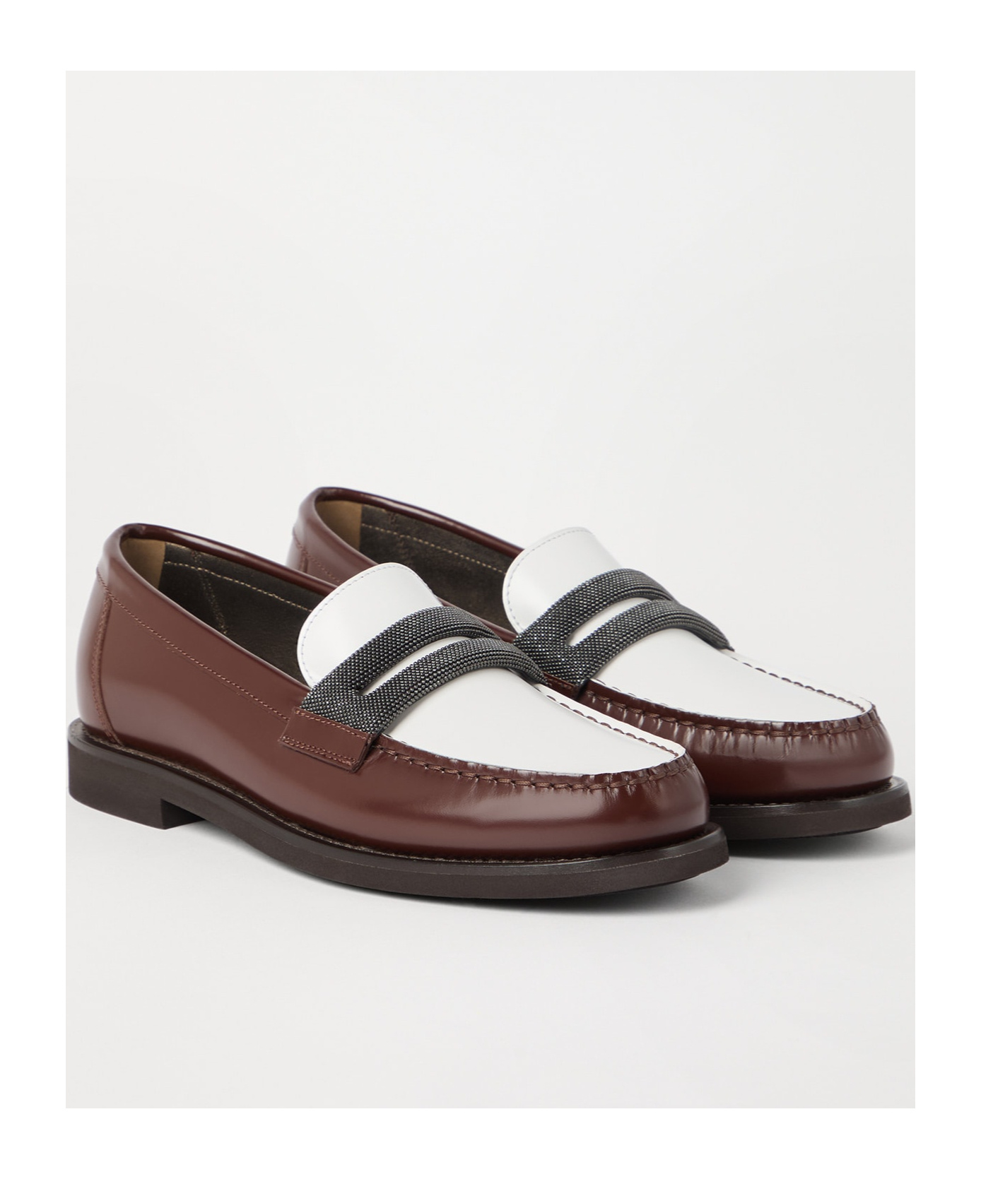Brunello Cucinelli Leather Loafers In Multicolor