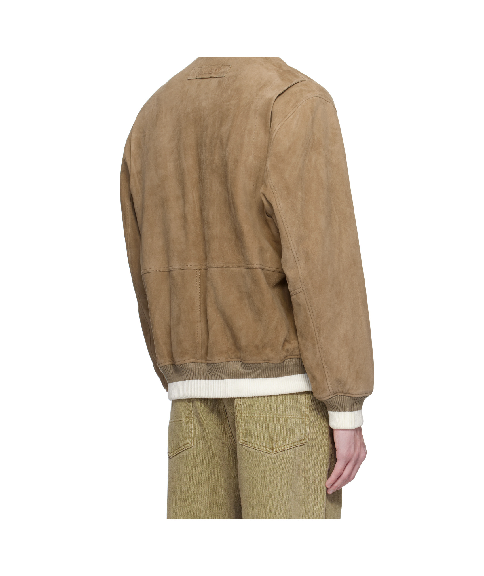 Hugo Boss Brown Ribbed-trim Suede Bomber Jacket In Brown