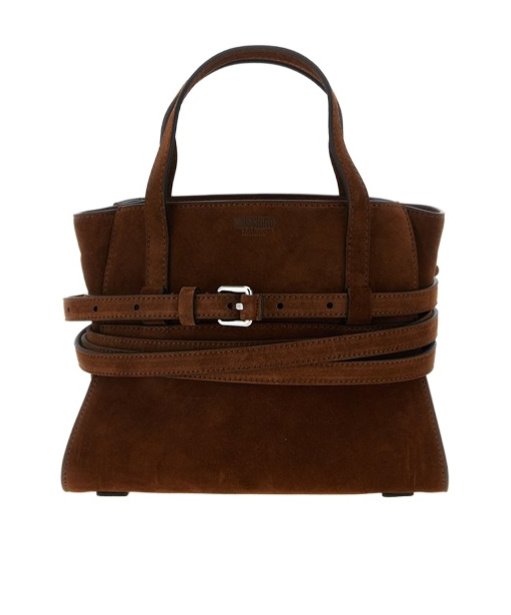 Moschino Small Handbag With Adjustable Strap And Buckle In Brown