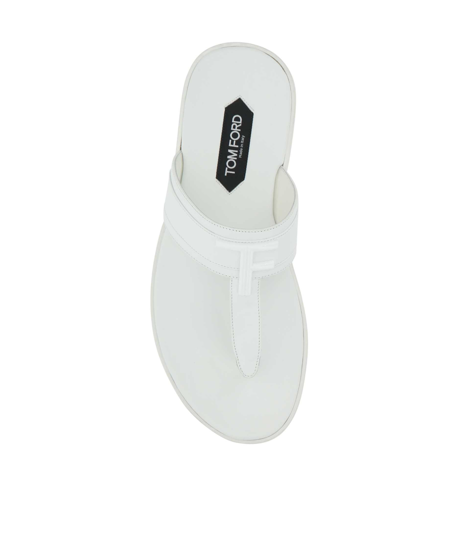 Tom Ford Men White Leather Thong Slippers In White