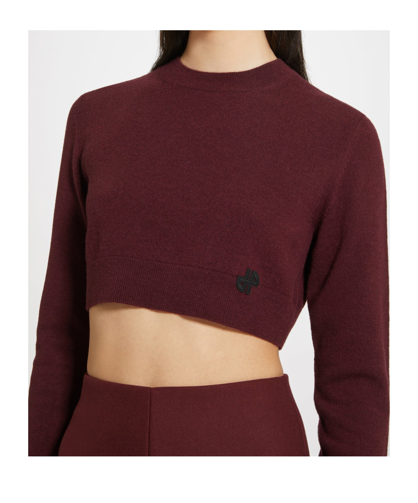 Patou Cropped Jumper In Sustainable Wool And Cashmere In Red