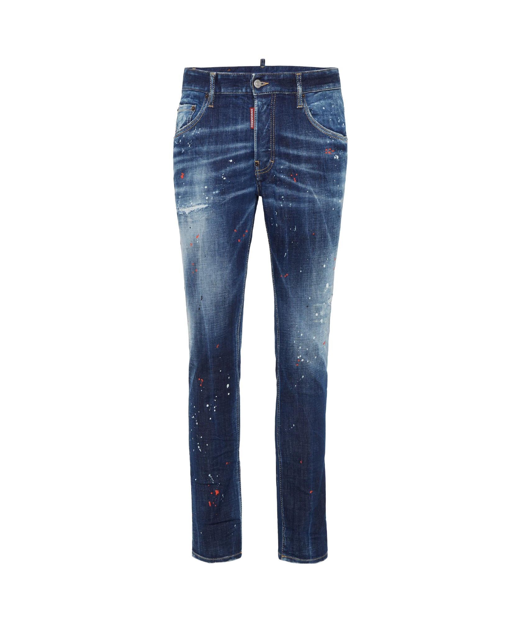 Dsquared2 Blue Jeans With Belt Loops And Logo Patch On The Rear In Denim Man In Blue