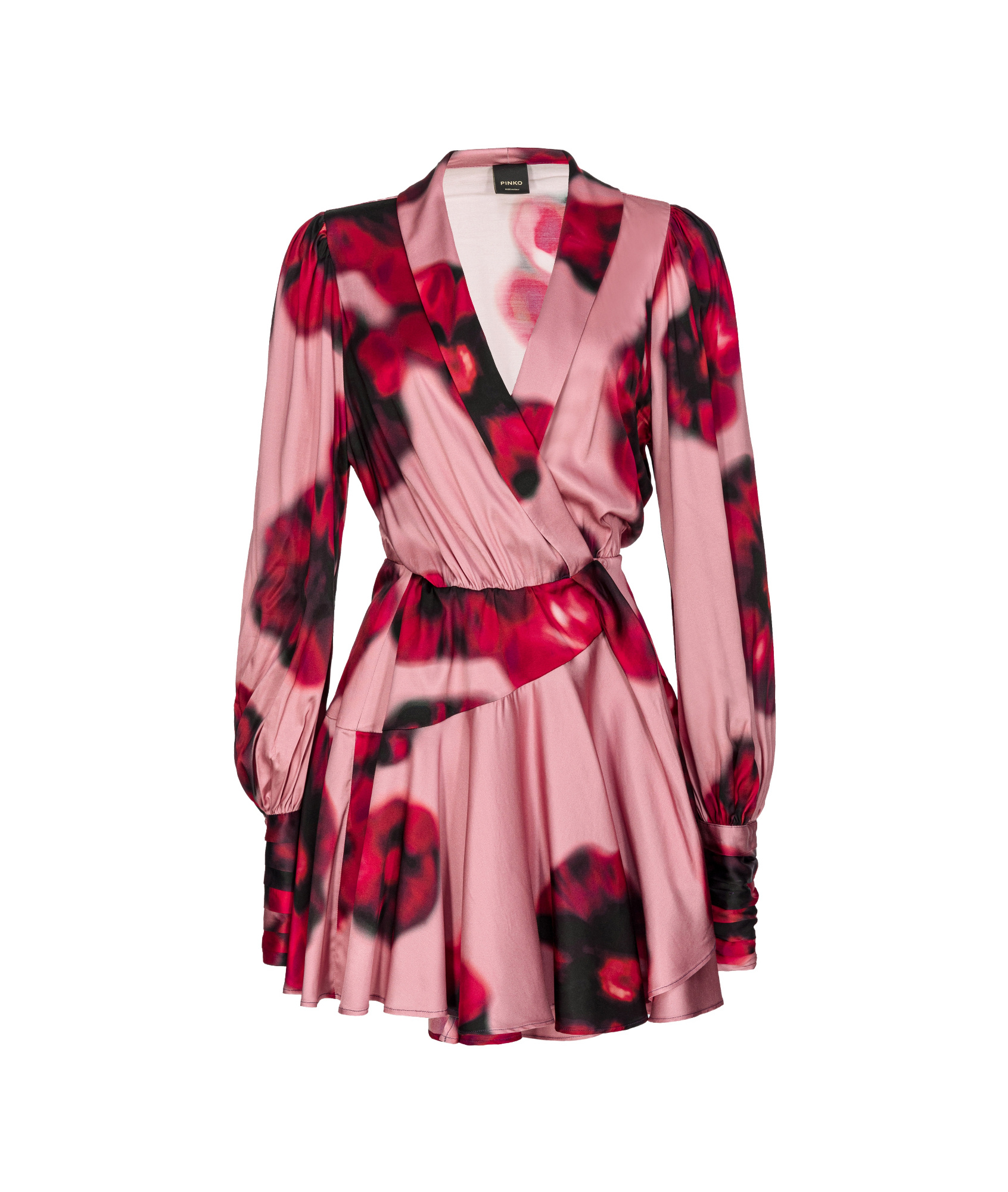 Pinko Plunging-neck Mini Dress With Floral Print In Pink