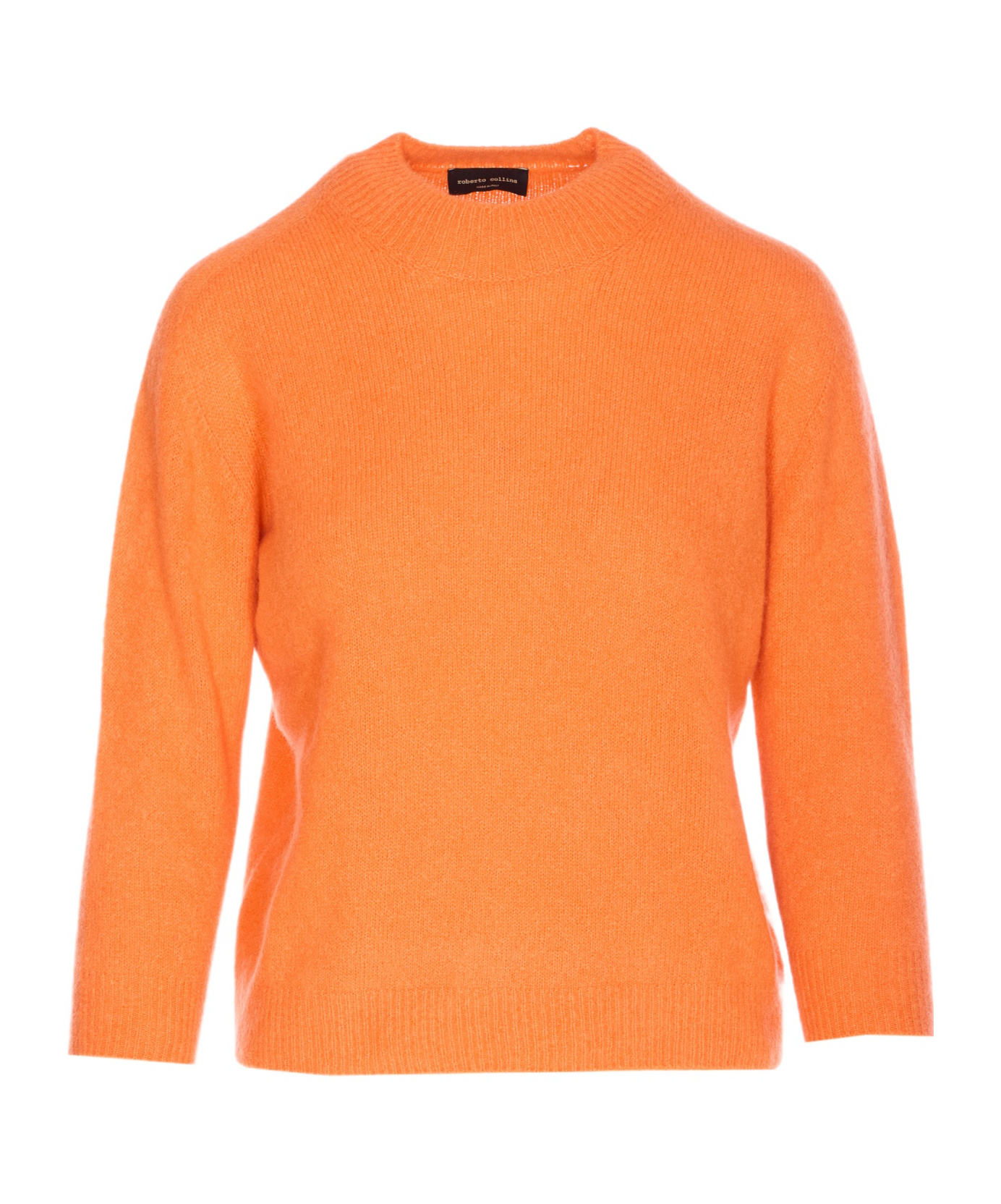 Roberto Collina Soft Knit Sweater With Ribbed Cuffs And Hem In Orange