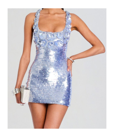 Retroféte Joanne Sequin-embellished Dress In Blue