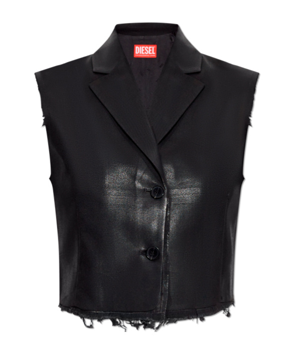 Diesel G-baryt Wool Blend Buttoned Vest In Black
