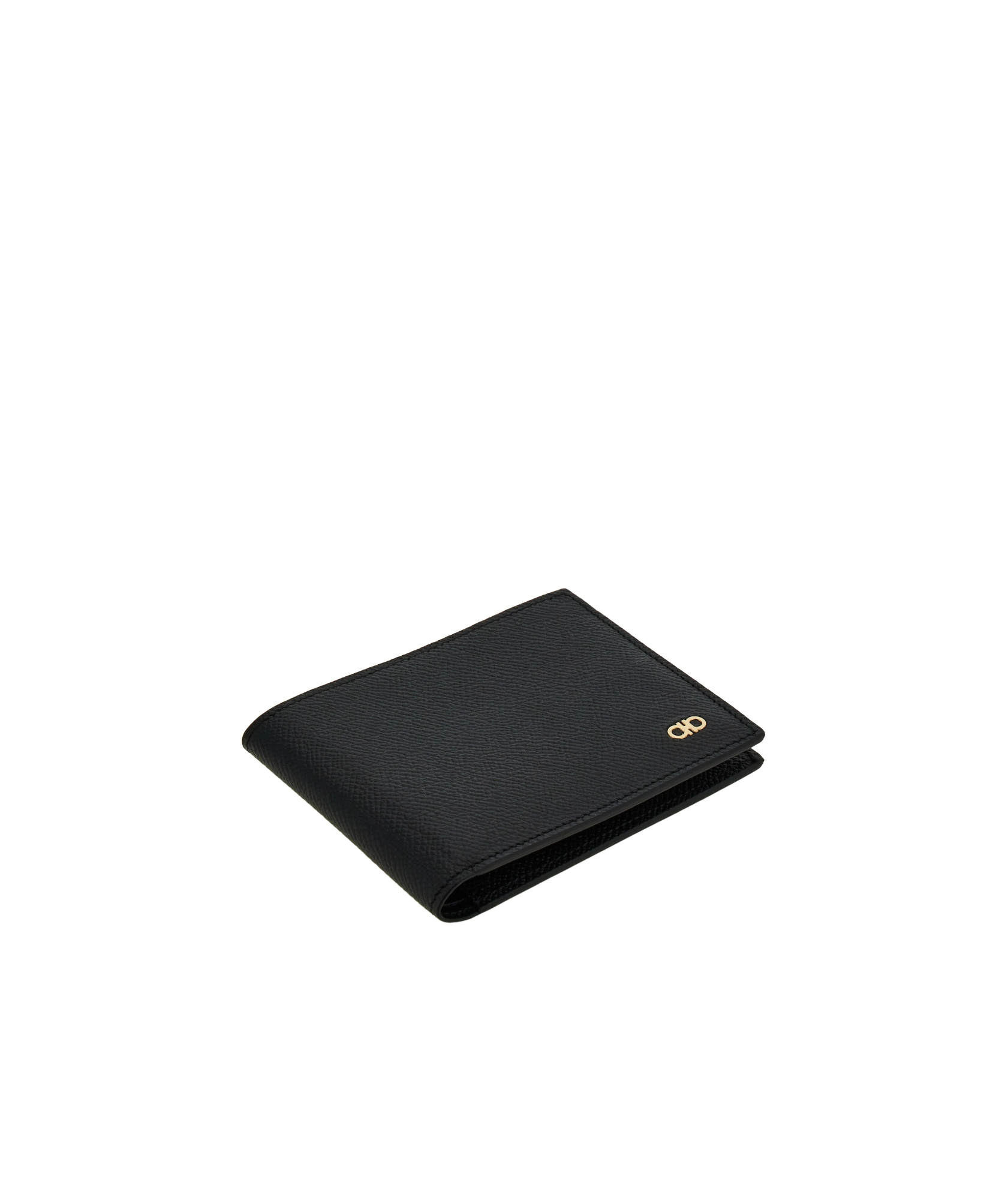 Shop Ferragamo Gancini Bi-fold Leather Wallet In Black