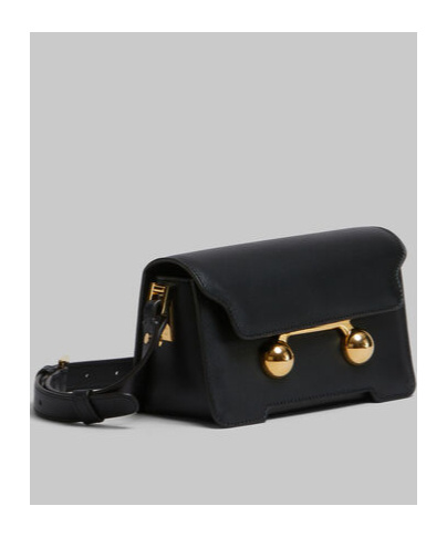 Marni Mini Trunkaroo Leather Shoulder Bag In Black