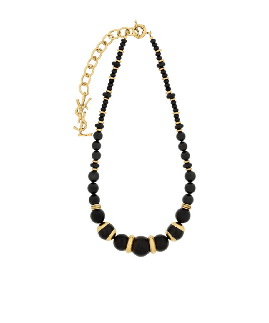 Saint Laurent Loulou Bead Necklace In Wood, Resin, And Metal In Multi