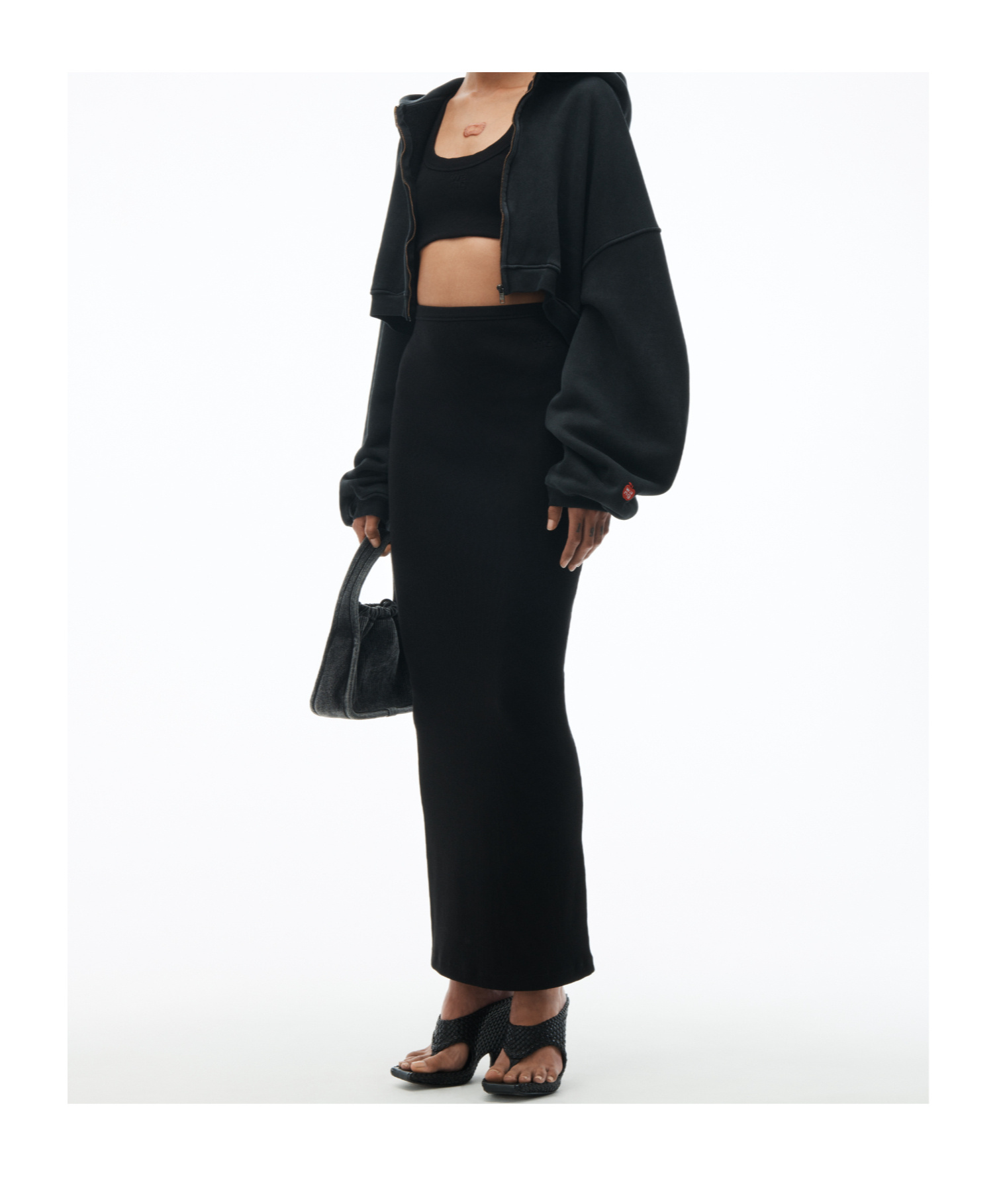 Alexander Wang Logo Maxi Skirt In Black