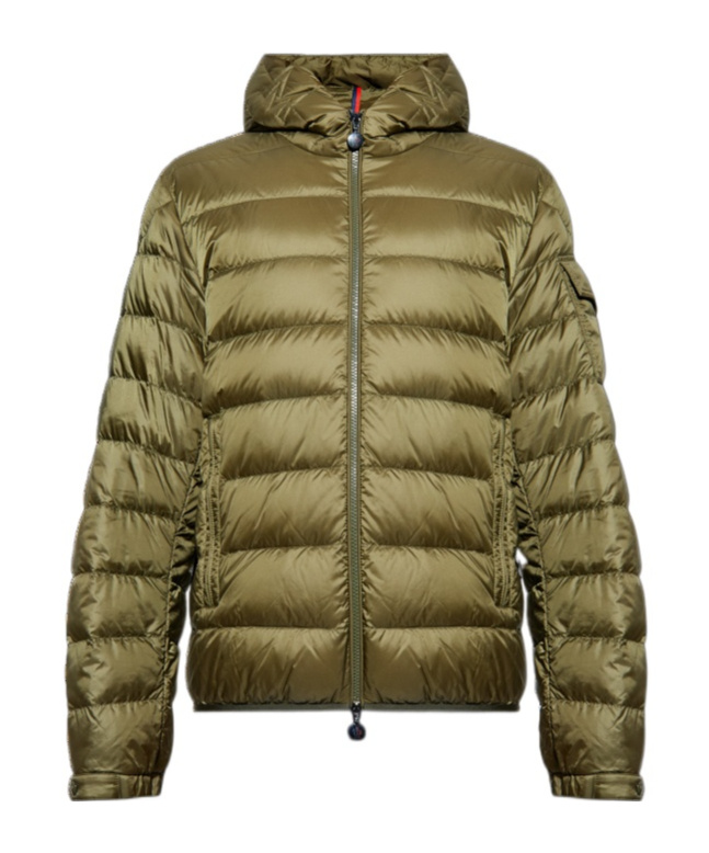 Moncler Down Jacket With Quilted Design And Hood In Green