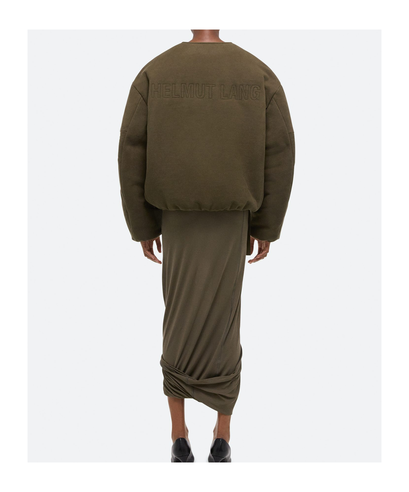 Helmut Lang Brushed Cocoon Bomber Jacket In Brown