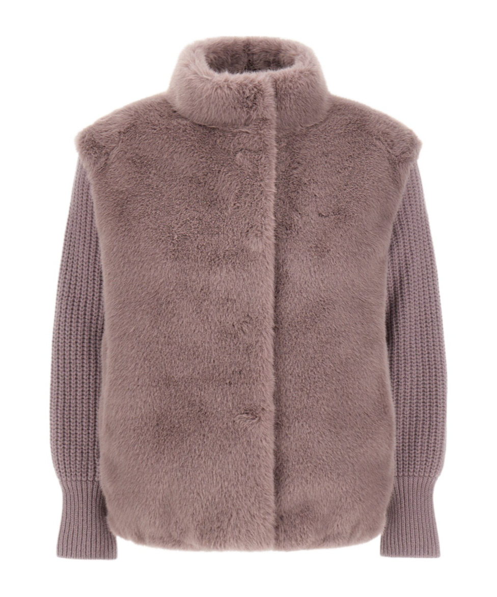Herno Resort Jacket In Faux Mink Fur In Pink