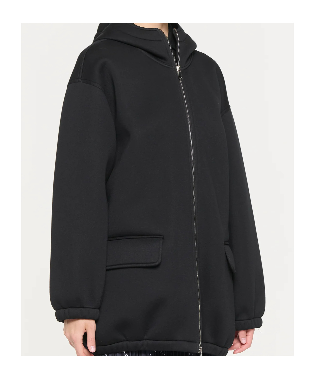 Plan C Black Scuba Hooded Jacket In Black