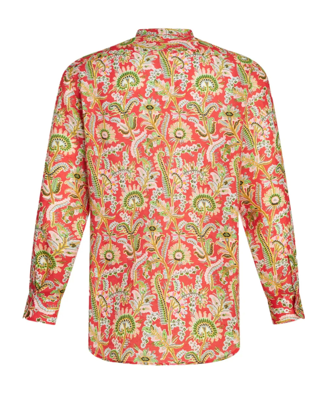 Etro Floral Pattern Long Sleeves Curved Hem Shirt In Yellow