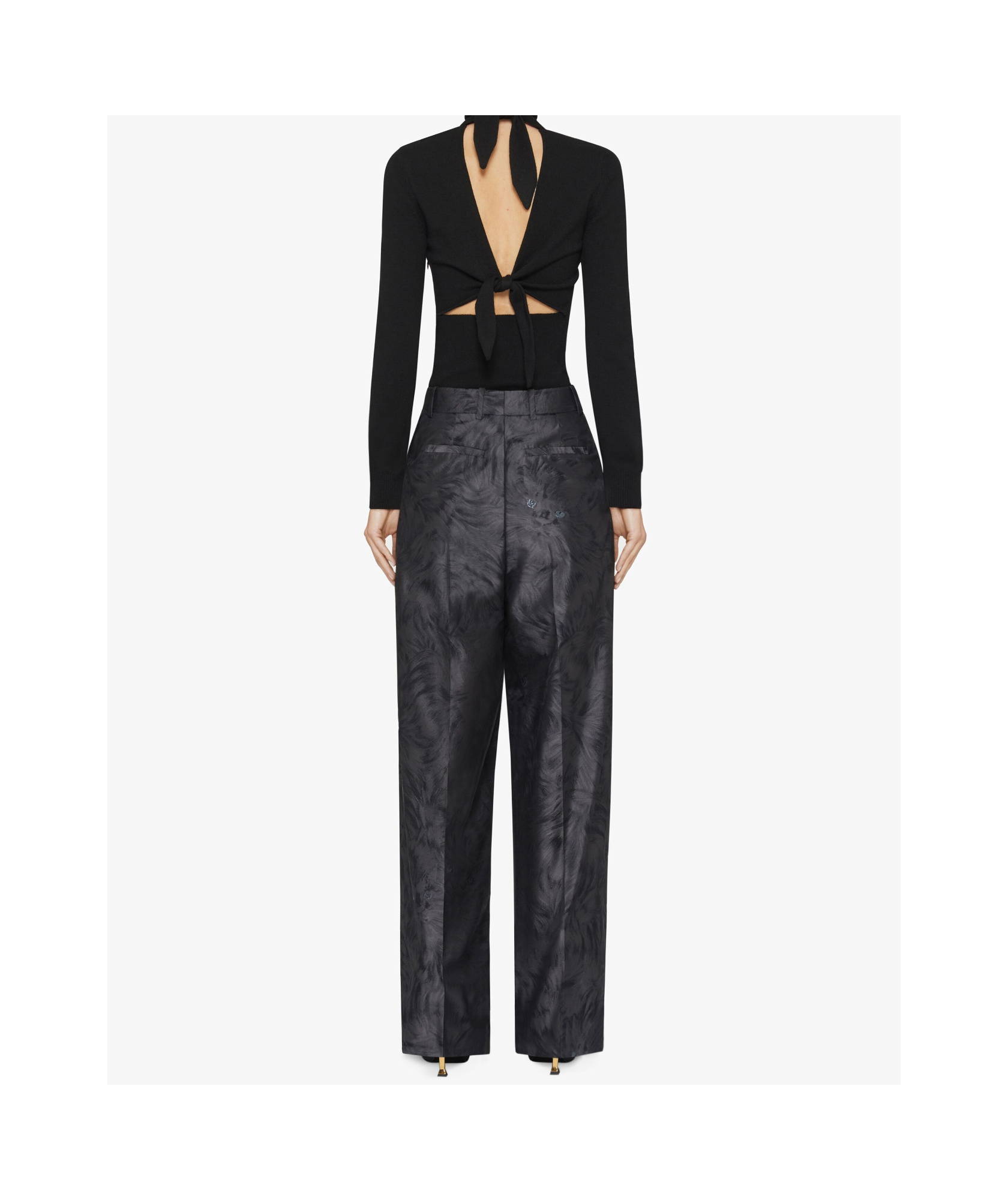 GIVENCHY OVERSIZED TAILORED PANTS IN CAT JACQUARD