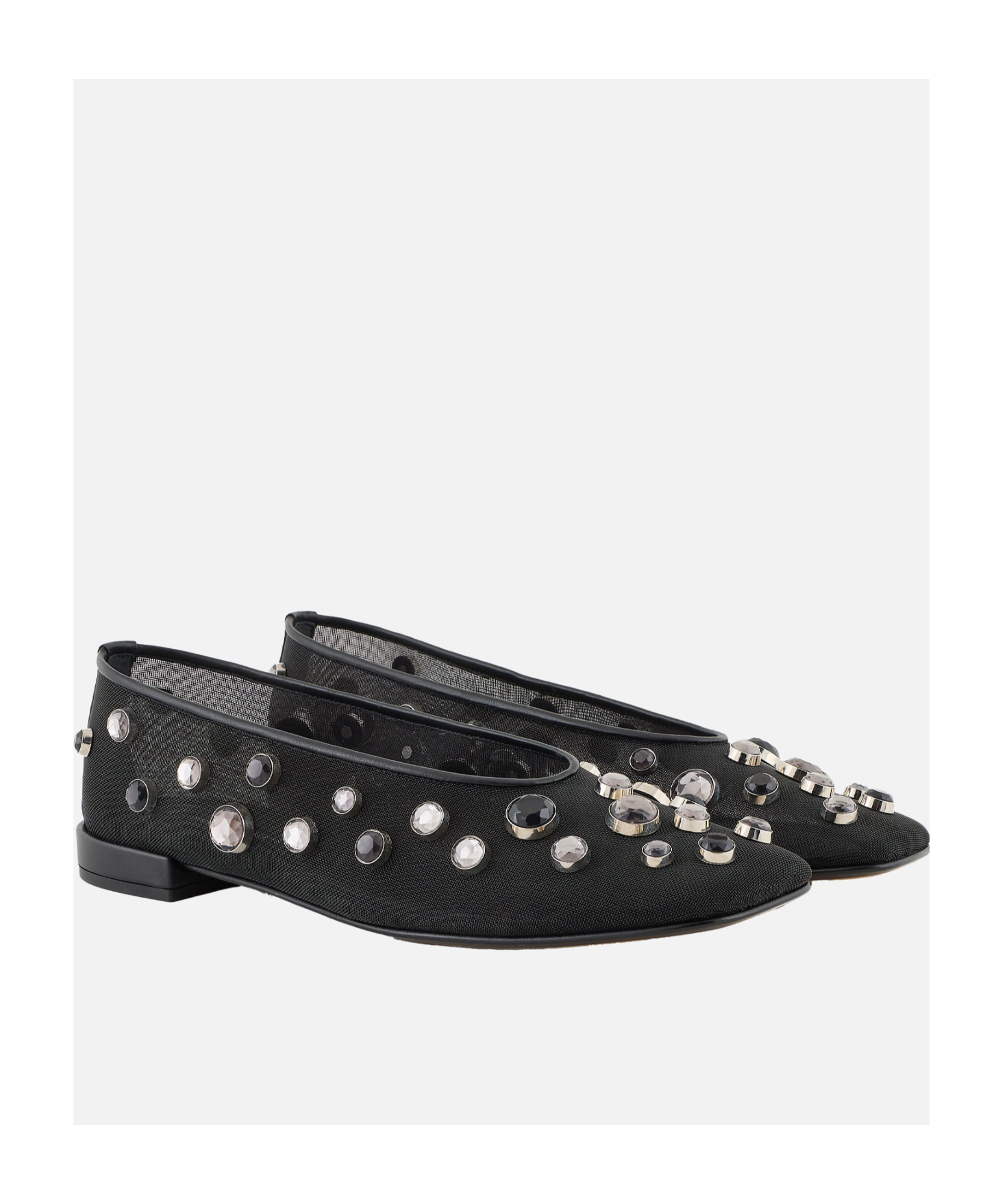 Shop Giorgio Armani Square Toe Ballet Flats In Black