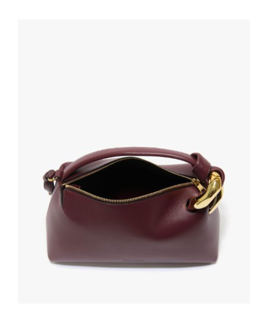Jw Anderson Corner Leather Crossbody Bag In Burgundy