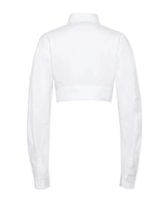 Dsquared2 Long-sleeved Cropped Shirt In White