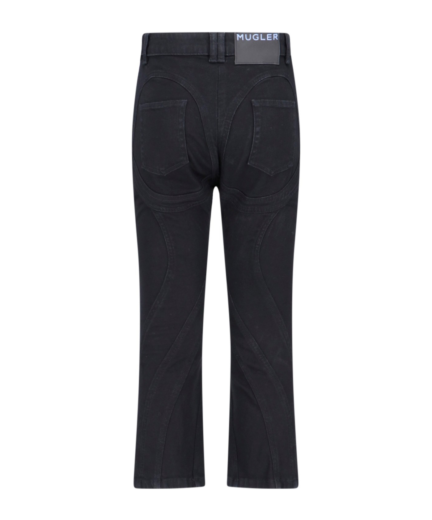 Mugler Seam-detailed Tapered Jeans In Black