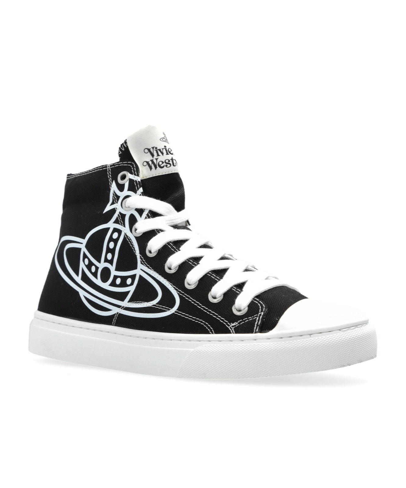Vivienne Westwood High Top Canvas Plimsoll Cotton Black 3-36 Women In Black