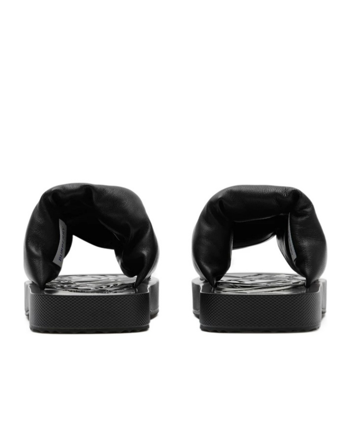 Burberry Ekd Slab Leather Slides In Black