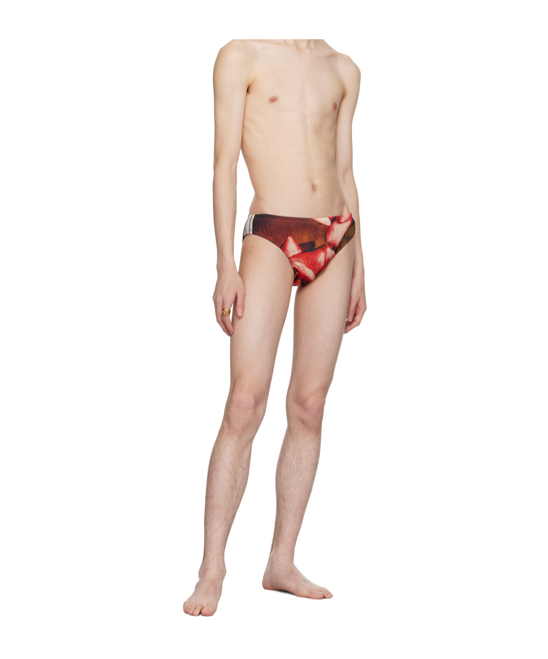 Jean Paul Gaultier Printed Swimming Briefs In Multi