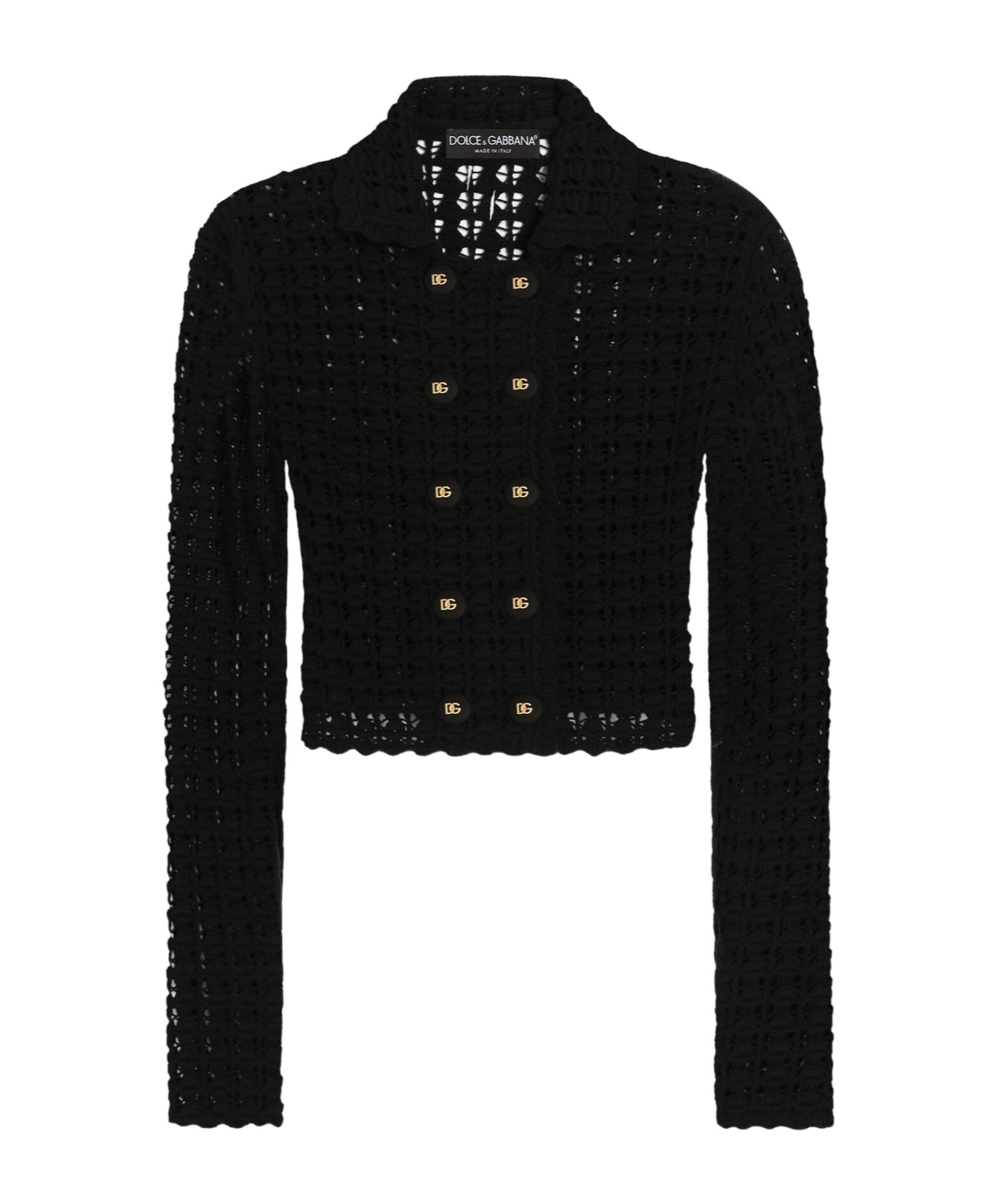 Dolce & Gabbana Knit Cardigan With Button Detailing And Scallop Edge In Black