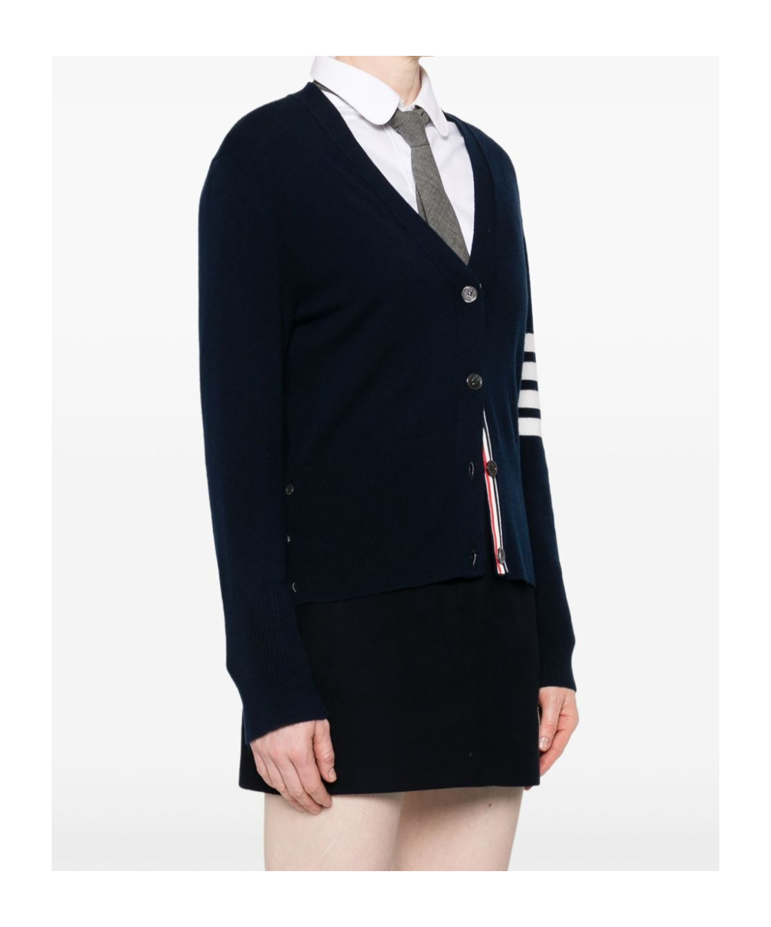 Thom Browne 4-bar Stripes Cashmere Cardigan In Black