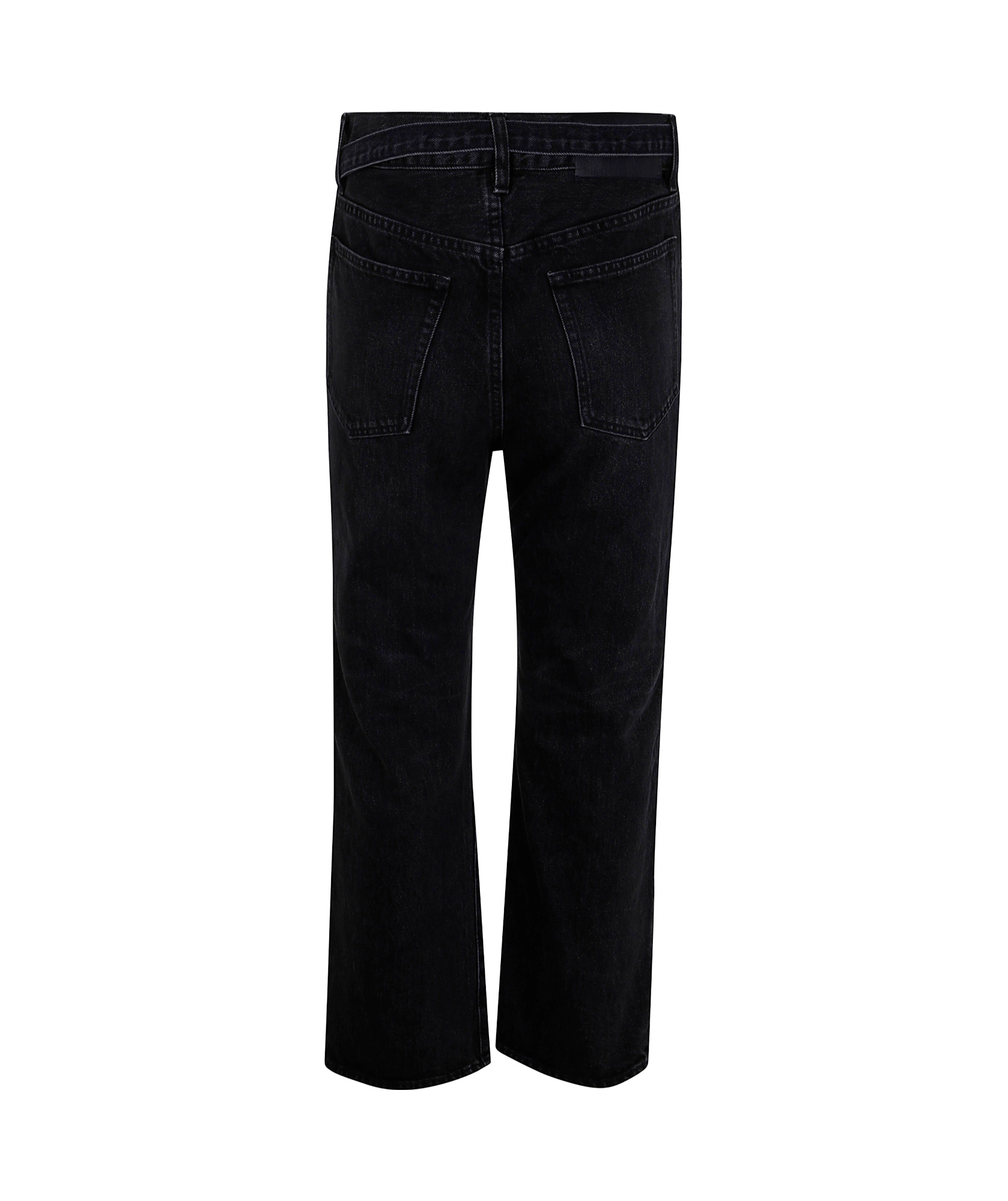 Sacai Belted Crop Bootcut Jeans In Black