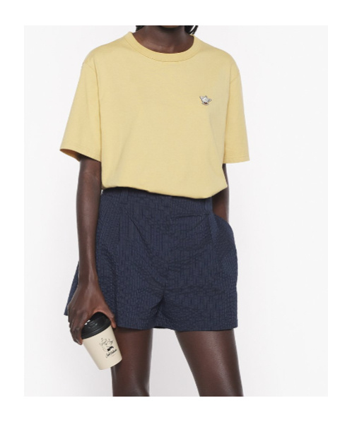Maison Kitsuné Yellow Barista Fox Patch Relax T-shirt In Yellow