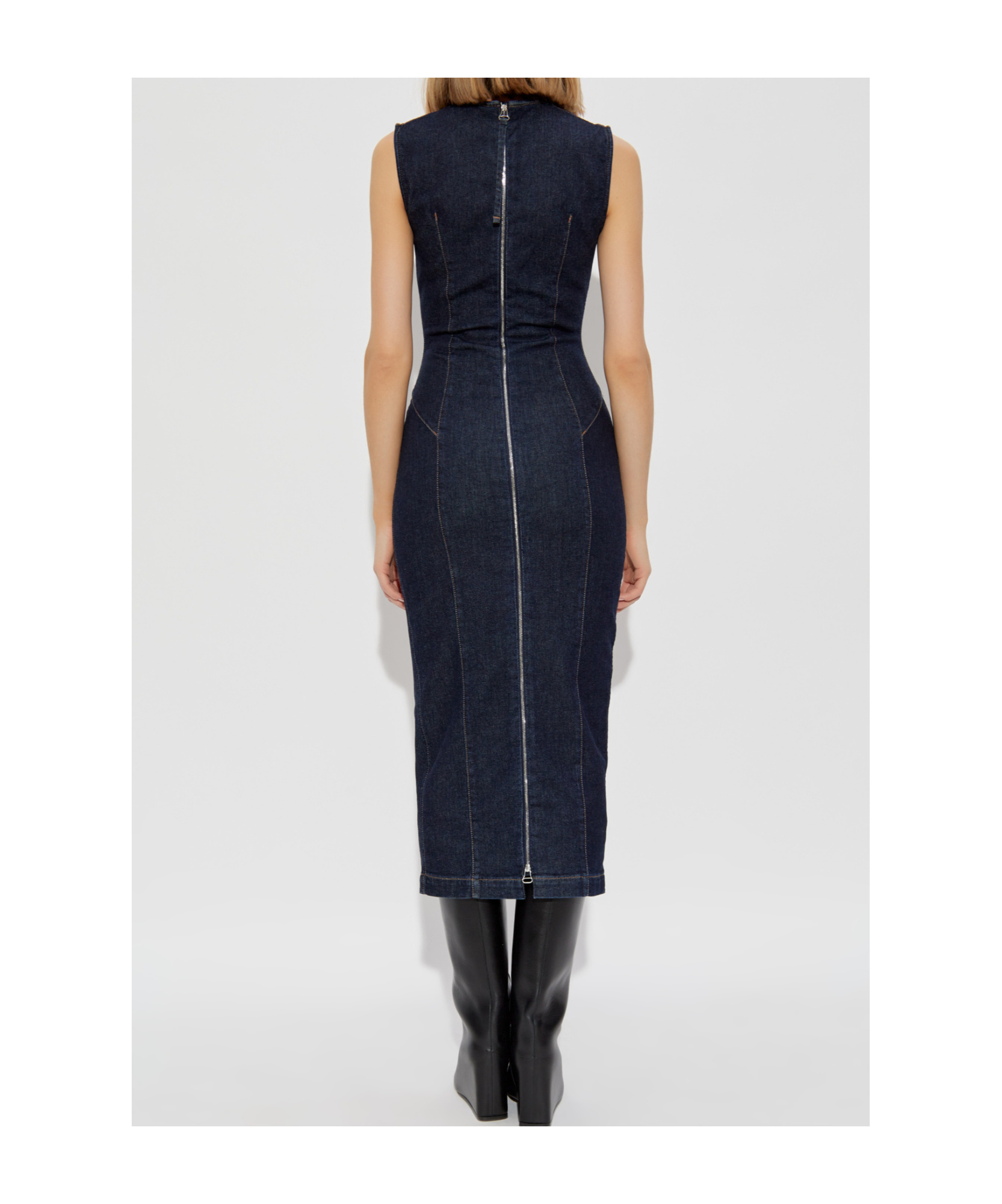 Sportmax Geranio Denim Midi Dress In Black