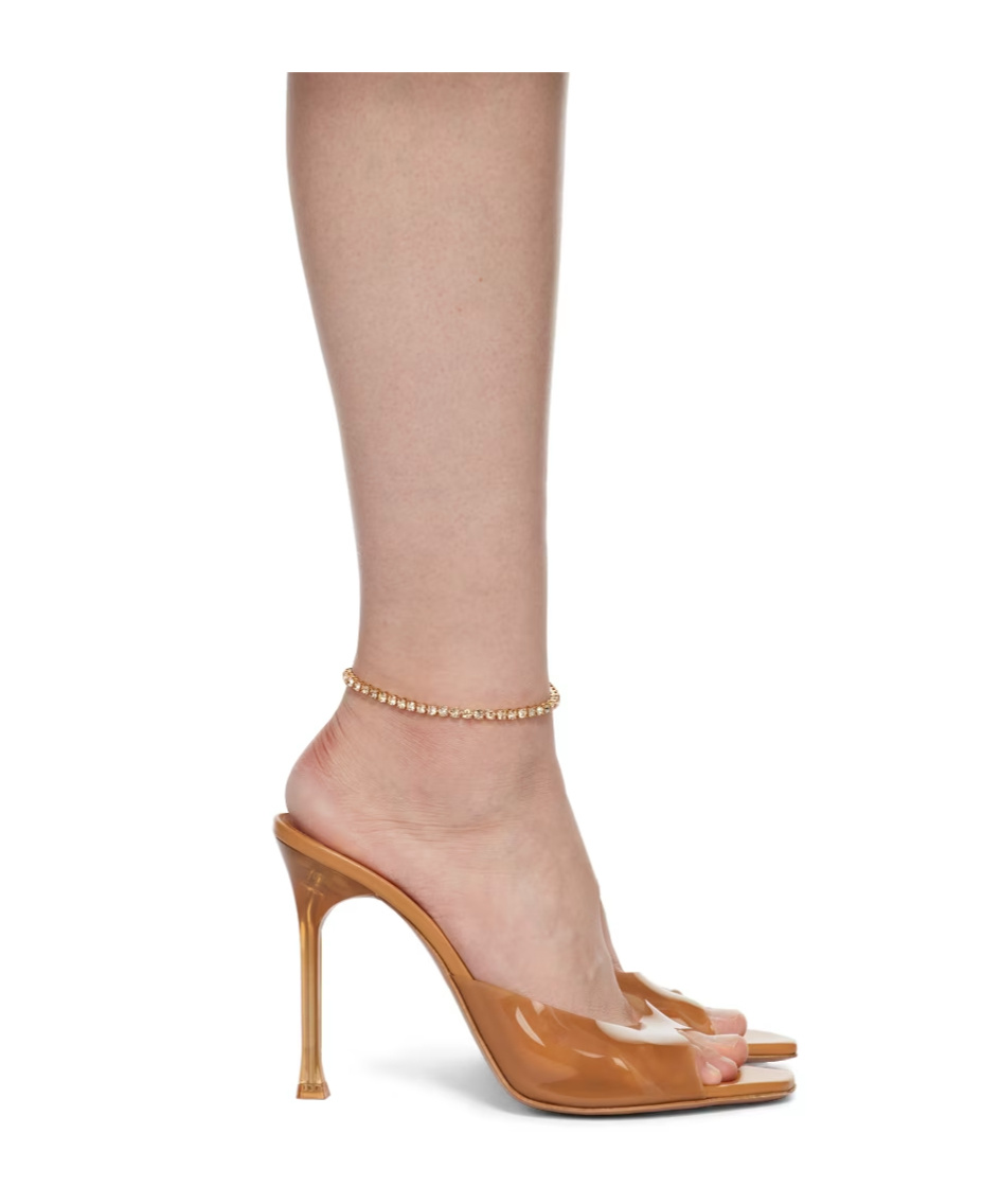 Amina Muaddi Iris Diamond Ankle Chain In Yellow