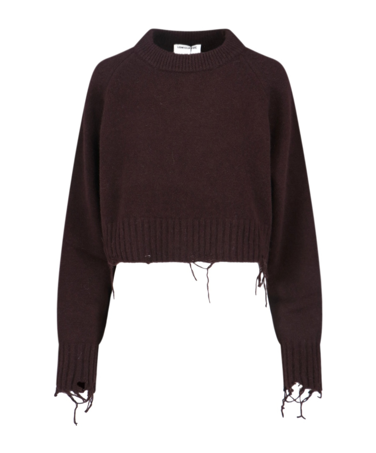 Low Classic Damage' Crop Sweater In Brown