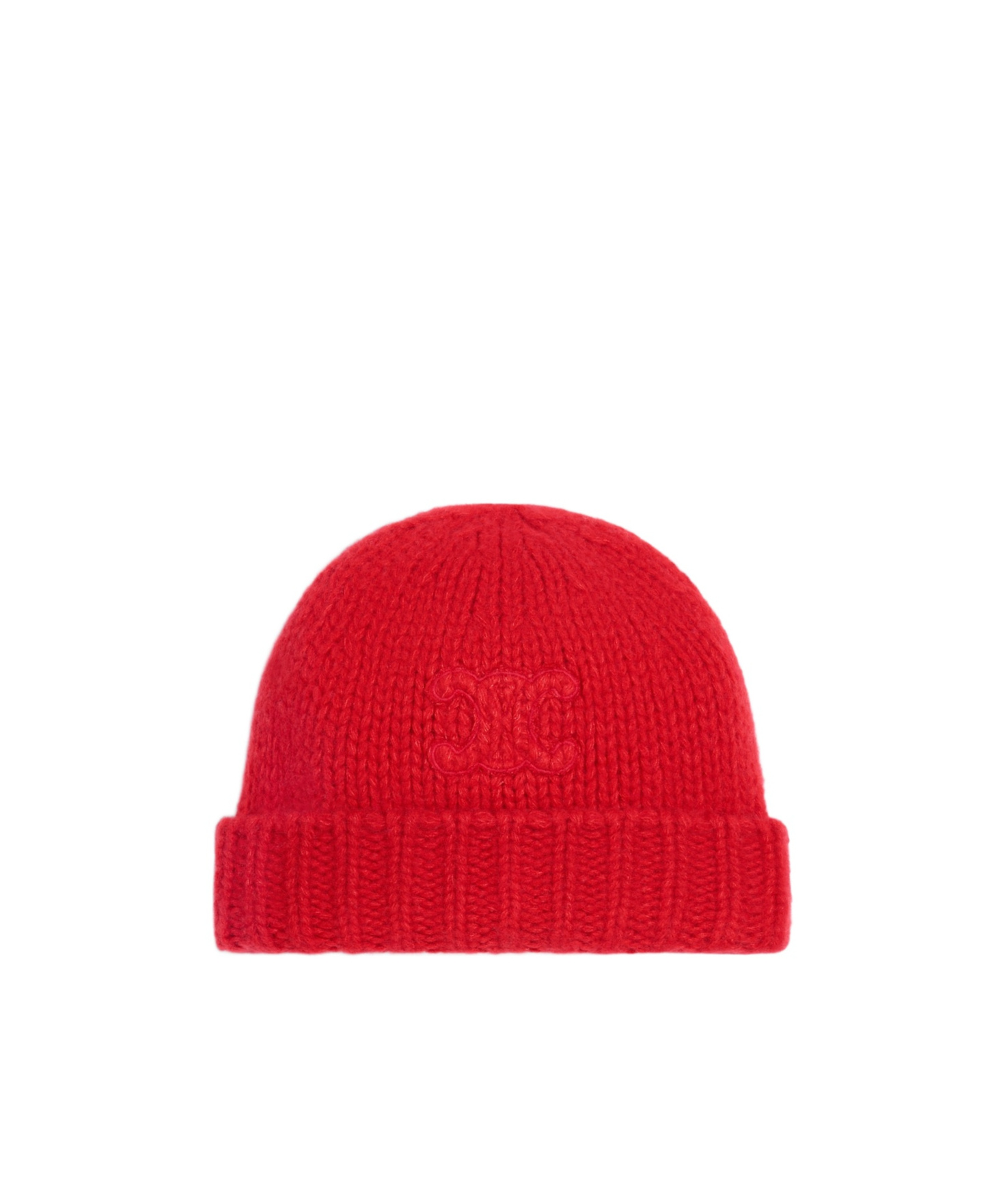 Celine Triomphe Beanie In Cashmere And Silk In Red