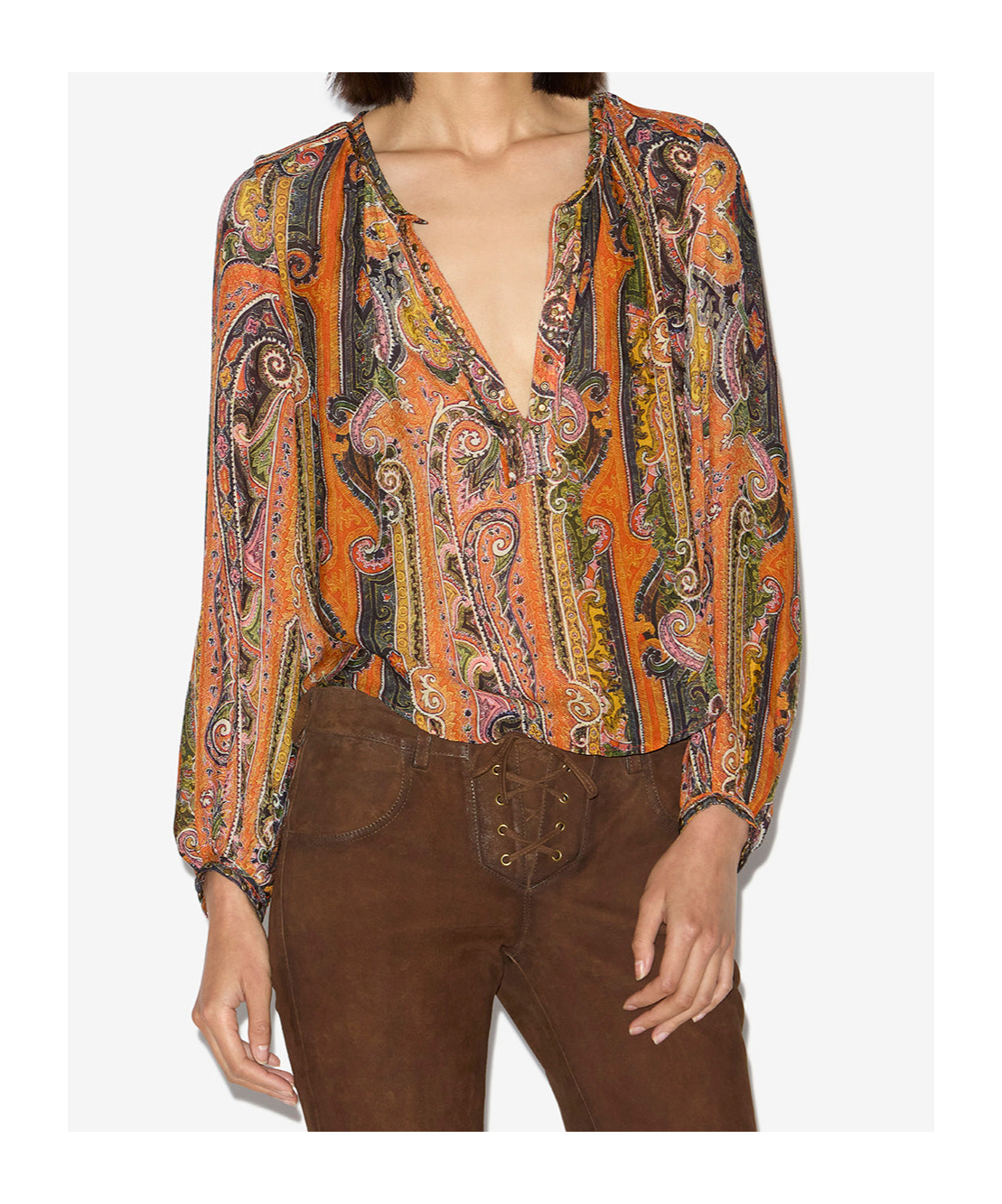Isabel Marant May Embellished Paisley-print Silk-georgette Blouse In Nude
