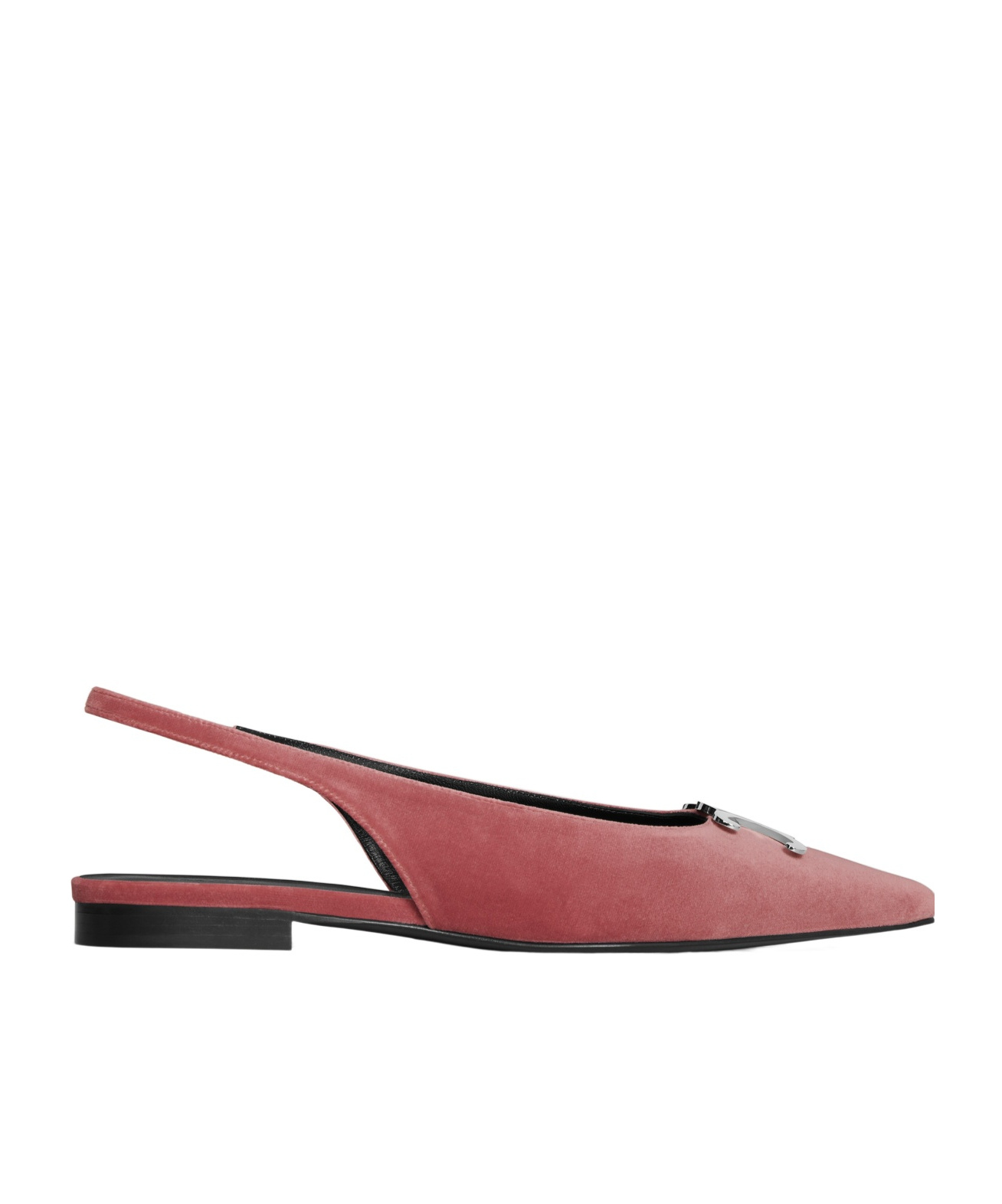 Celine Alma Triomphe Velvet Flat Pumps In 24rw