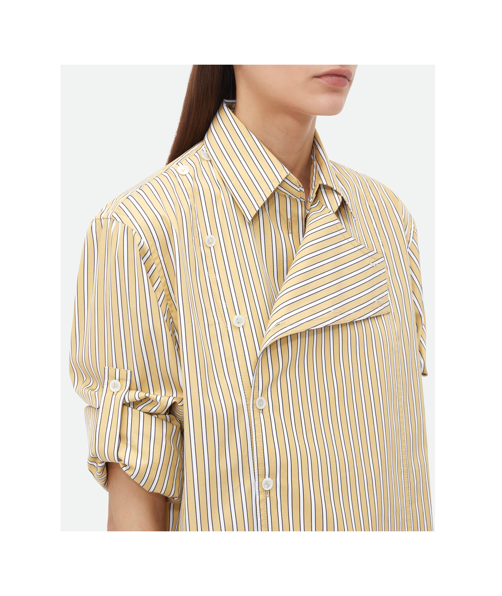 Bottega Veneta Striped Cotton Shirt In Nude