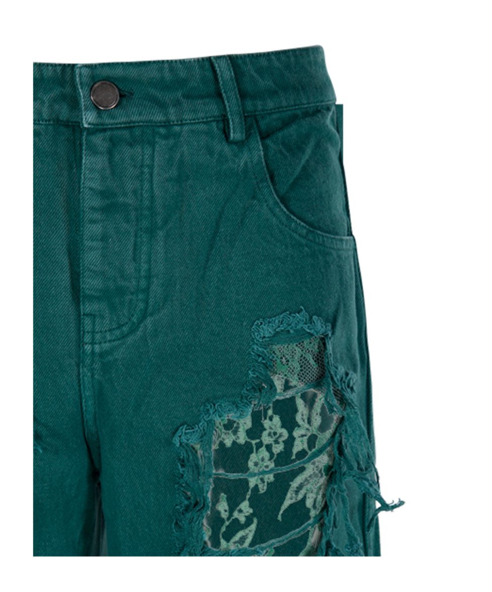 Christopher Esber Lace Jeans Featuring Distressed Finish In Green