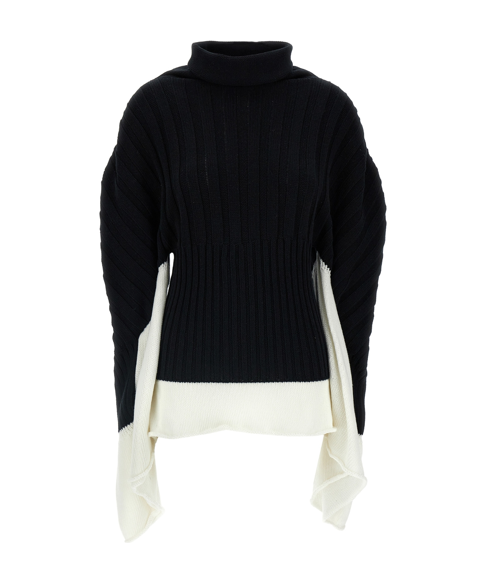 Shop Issey Miyake Asymmetric Ribbed Turtleneck Jumper In Black