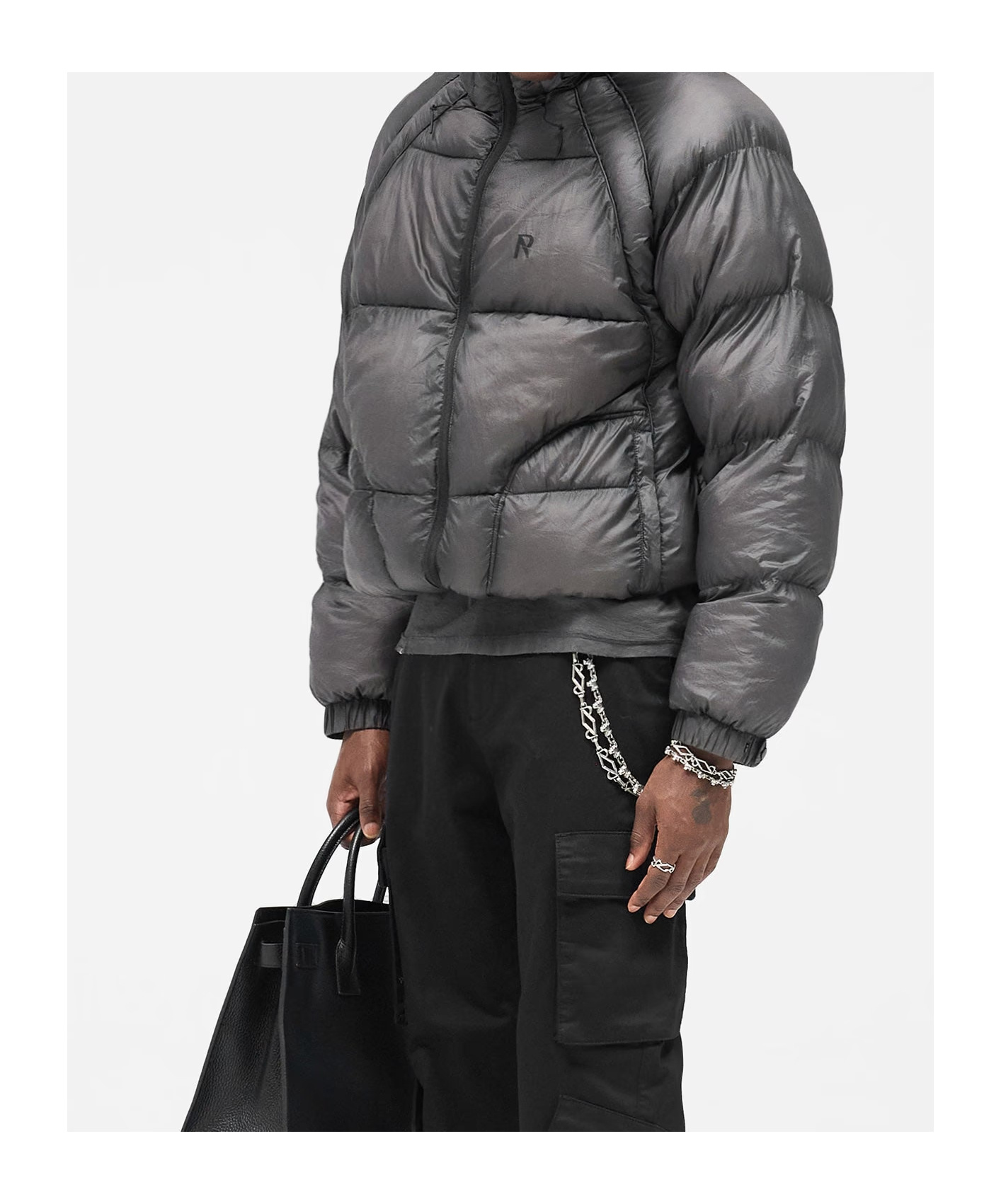Represent Down Jacket With Logo In Black