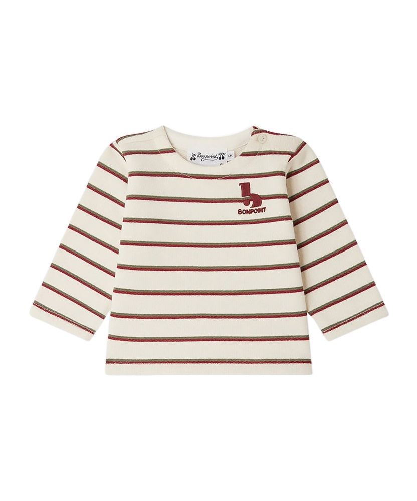 Bonpoint Tourbillon Striped Cotton T-shirt In White